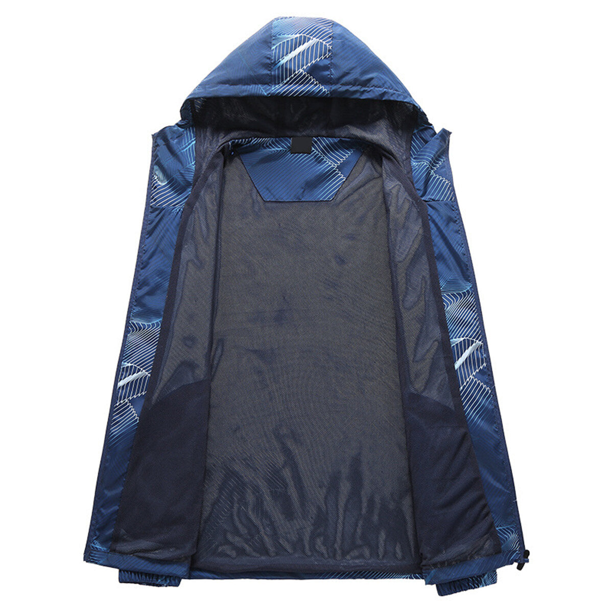 YOUTHUP Mens Printed Hooded Jacket Slim Fit Waterproof Breathable Outdoor Sports Jacket