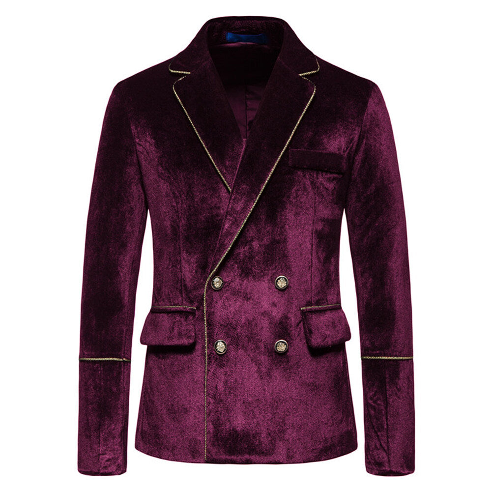 Youthup Mens Velvet Two-Piece Wedding Evening Dress Blazer And Pant
