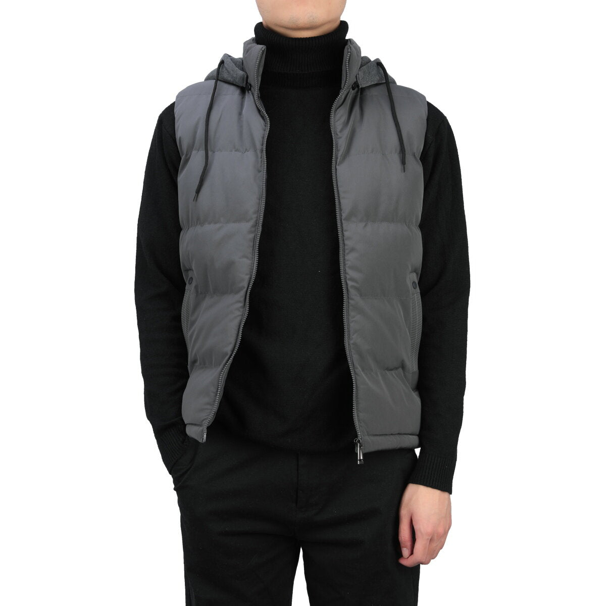 Youthup Mens Padded Puffer Removable Hooded Vest Outdoor Waistcoat
