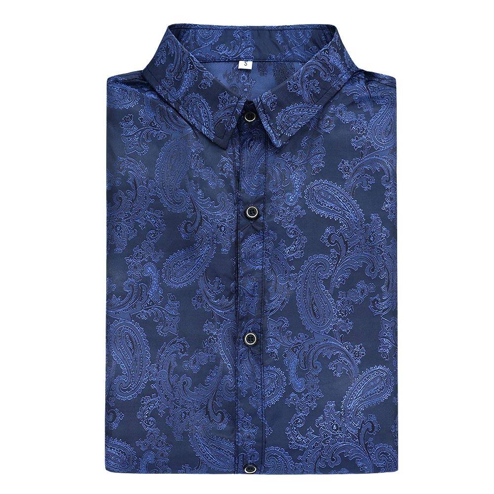 Youthup Mens Paisley Pattern Fitted Shirt