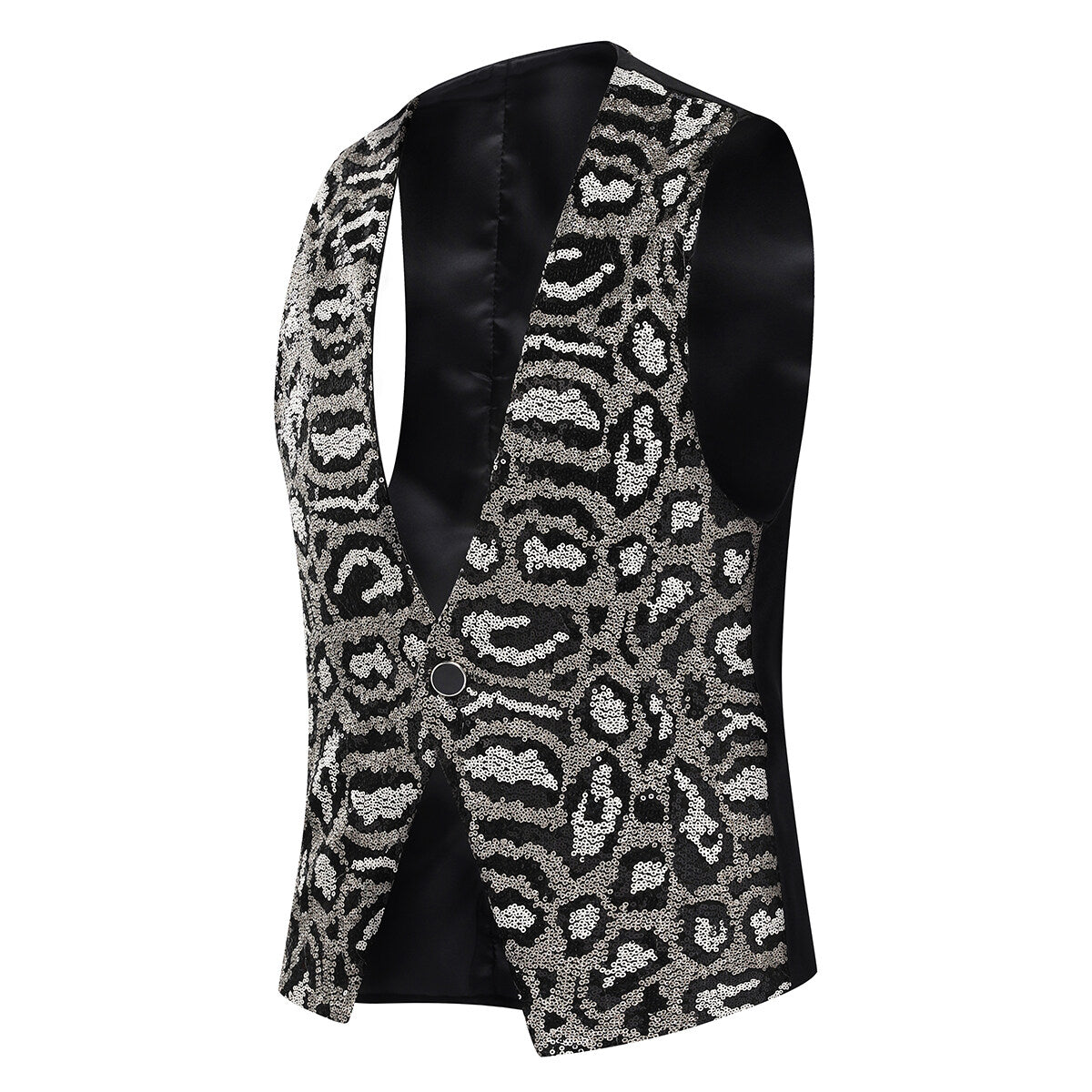 Youthup Mens Shiny Leopard Sequin Party Show Vest