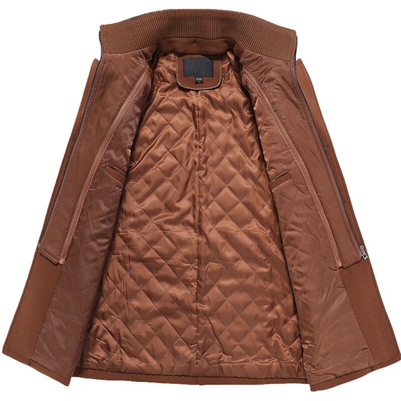 Youthup Mens Short Overcoat Fake Two-Piece Wool Jacket