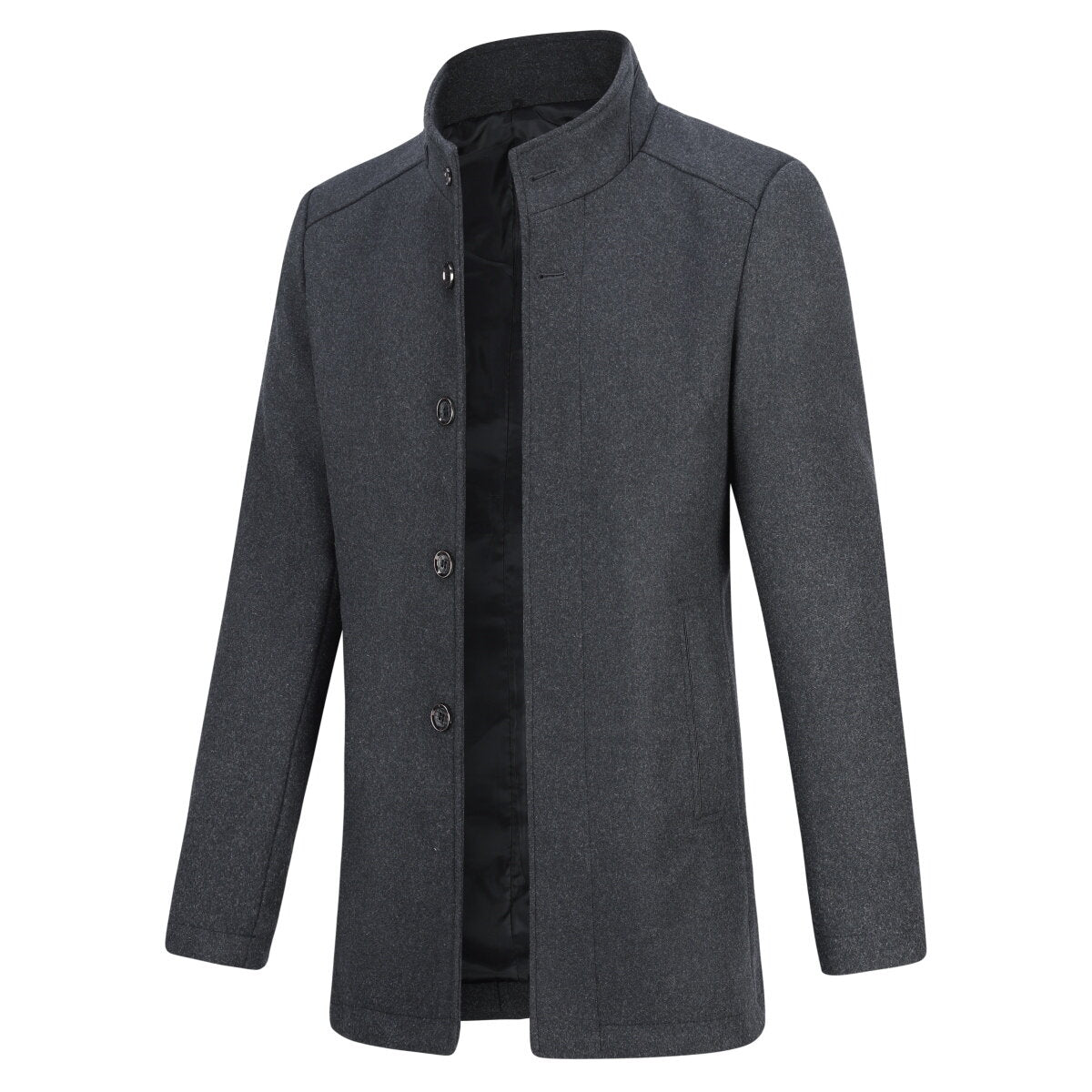 Youthup Mens Single Breasted Slim Fit Wool Coat And Thickened Vest
