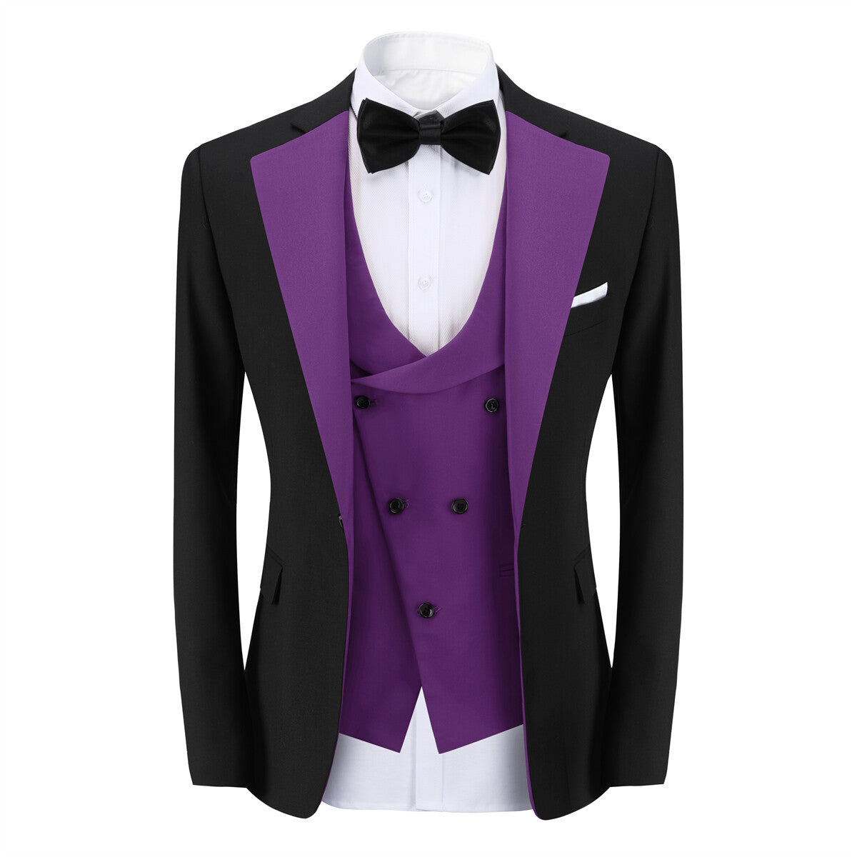 Youthup Mens 3Pce ColorBlock Dress Suits Wedding Blazer and Vest and Pants