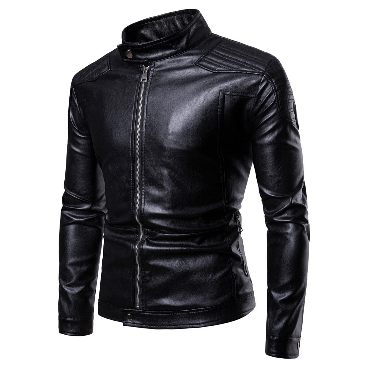 Youthup Mens Bomber Motorcycle Zipper Leather Jacket