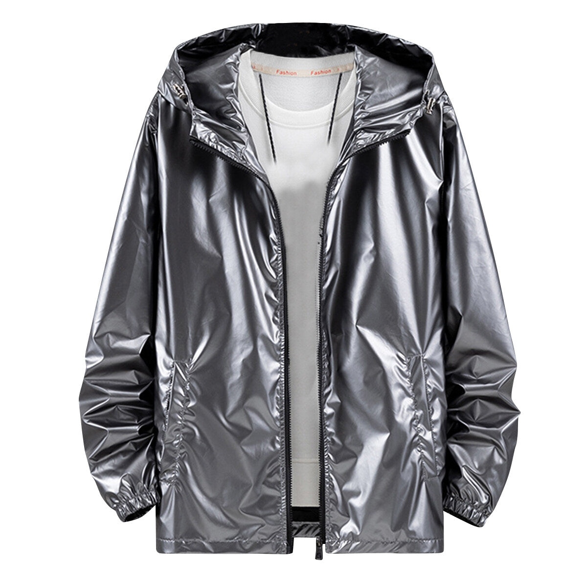 Youthup Mens Shiny Waterproof Hooded Jacket