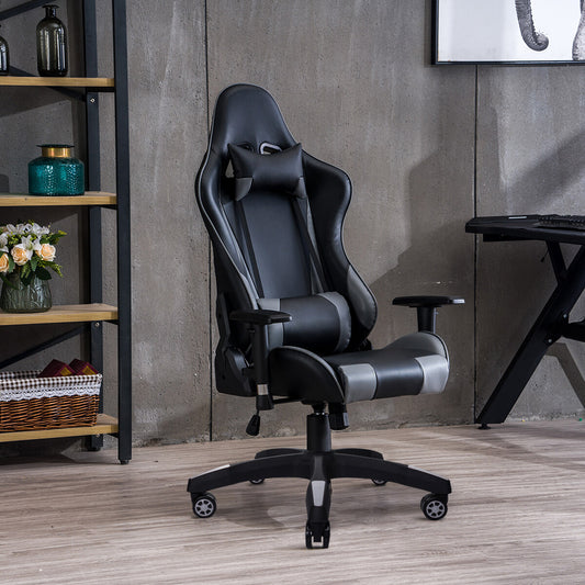 Cadeira Gamer HOMEMIYN (56x68x135 cm - Couro PU - cinza)