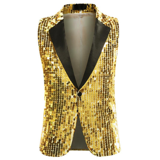 Youthup Mens Party Sequin Glitter Vest
