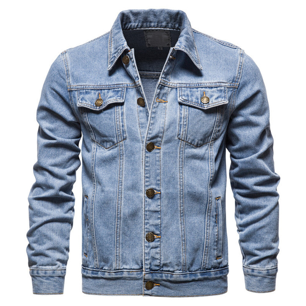 Youthup Mens Classic Lapel Button Denim Jacket
