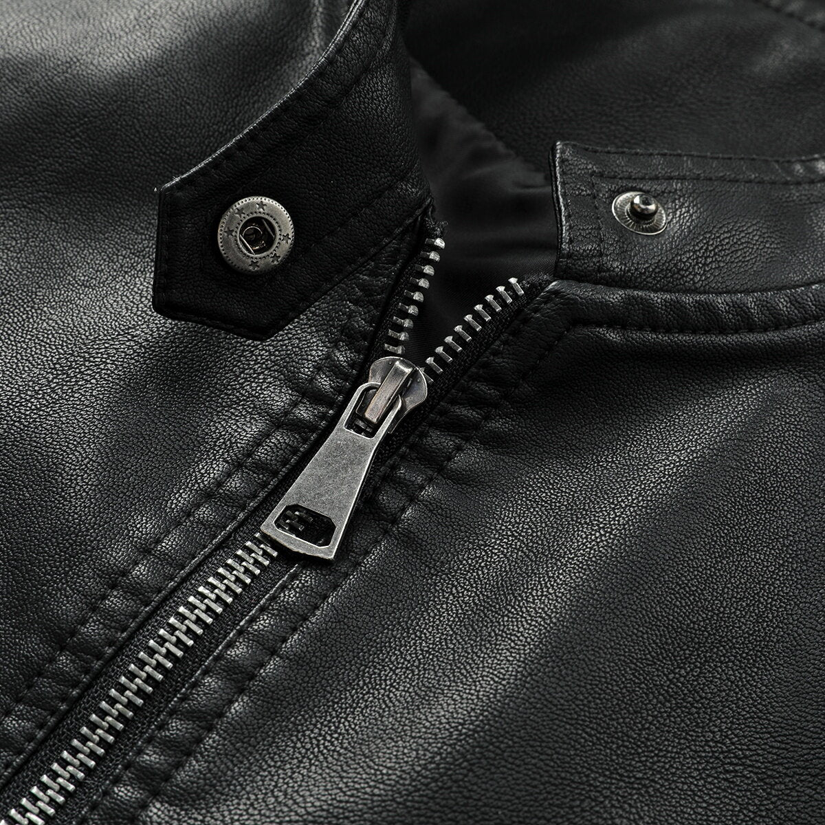 Youthup Mens Glossy Slim Fit Waterproof Leather Jacket