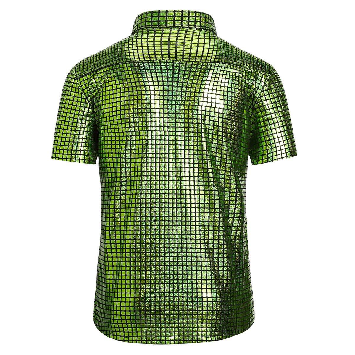 Youthup Mens Plaid Shiny Party Shirt
