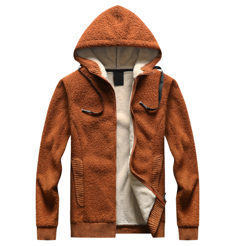 Youthup Mens Loose Fit Hooded Fleece Lined Thicken Cotton Padded Jacket