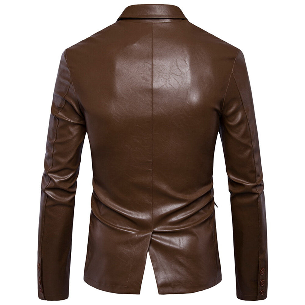 Youthup Mens Slim Fit Leather Blazer Motorcycle Jacket