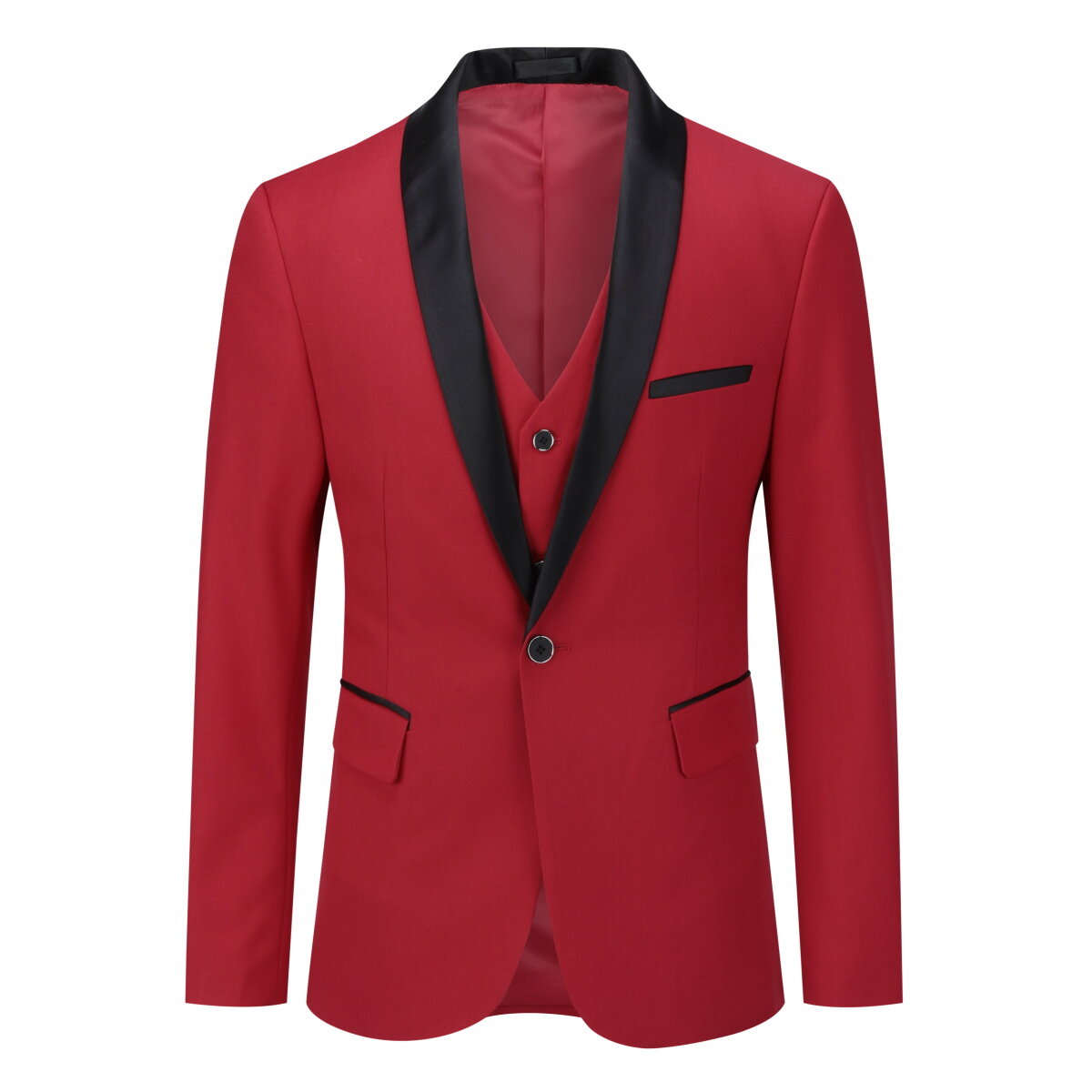 Youthup Mens 3-Pce Business Suit Slim Fit Wedding Party Blazer and Vest and Pants
