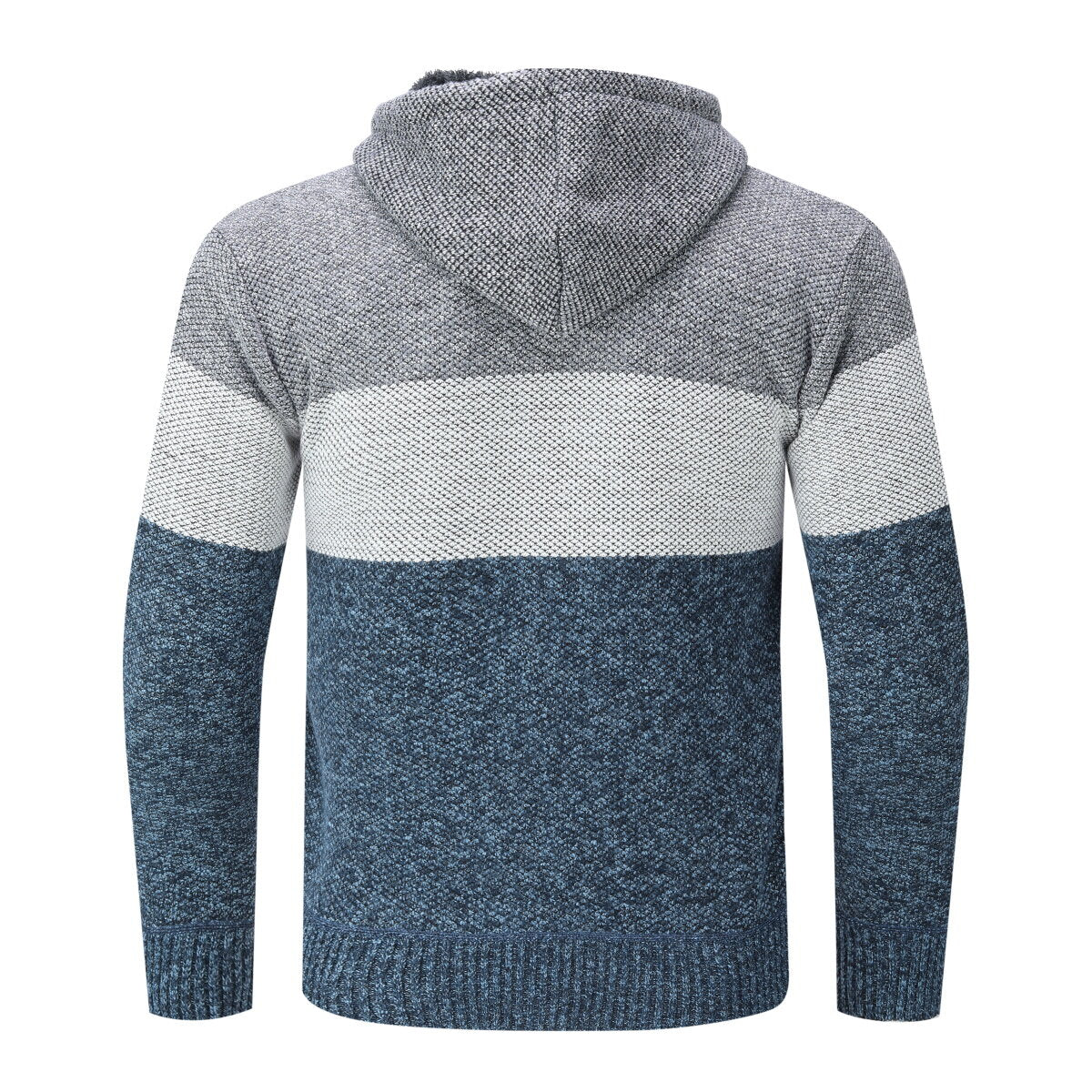 Youthup Mens Hooded Cardigan Fleece-lined Knitted Pullover Sweater