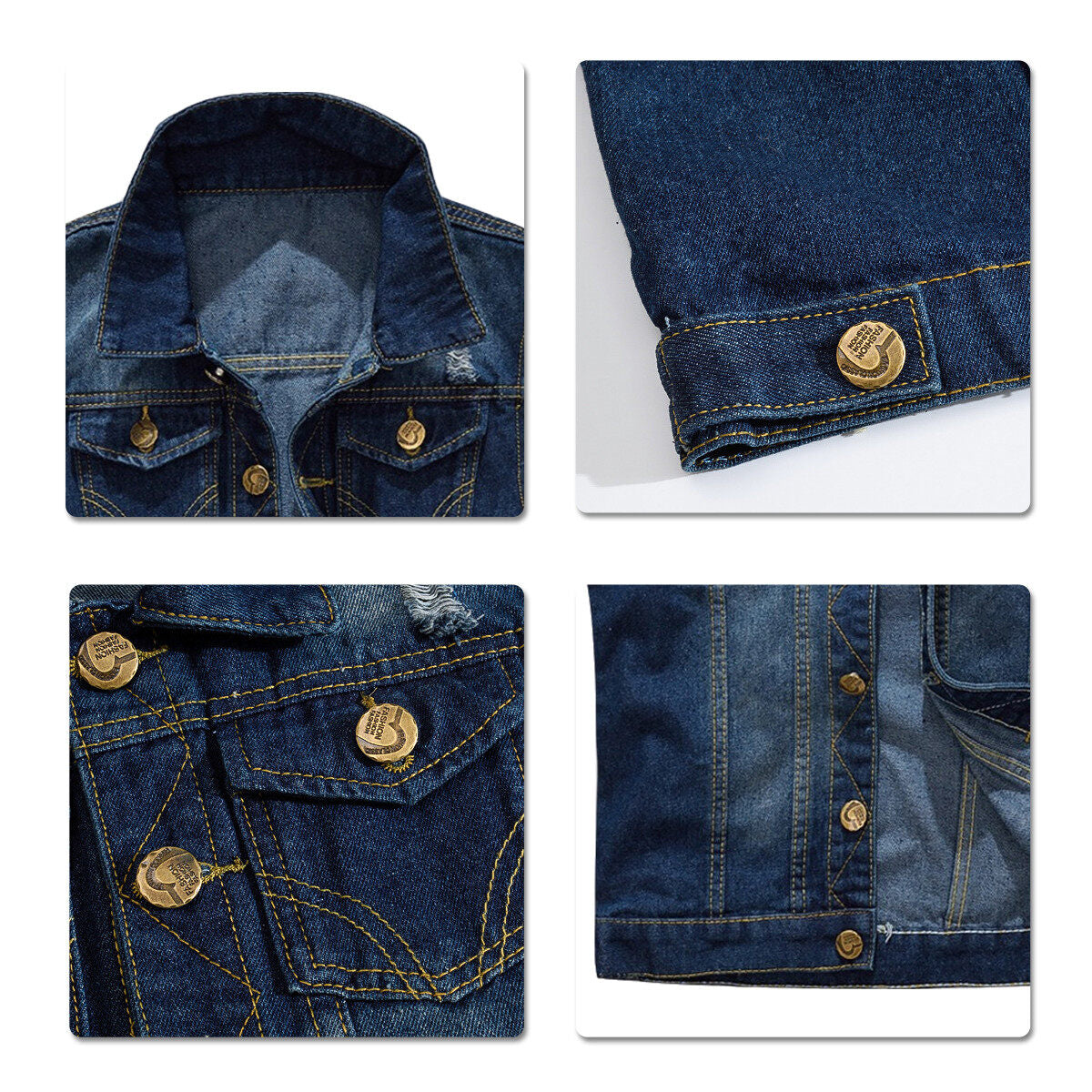 YOUTHUP Mens Ripped Denim Casual Vintage Biker Waistcoat Cowboy Vest