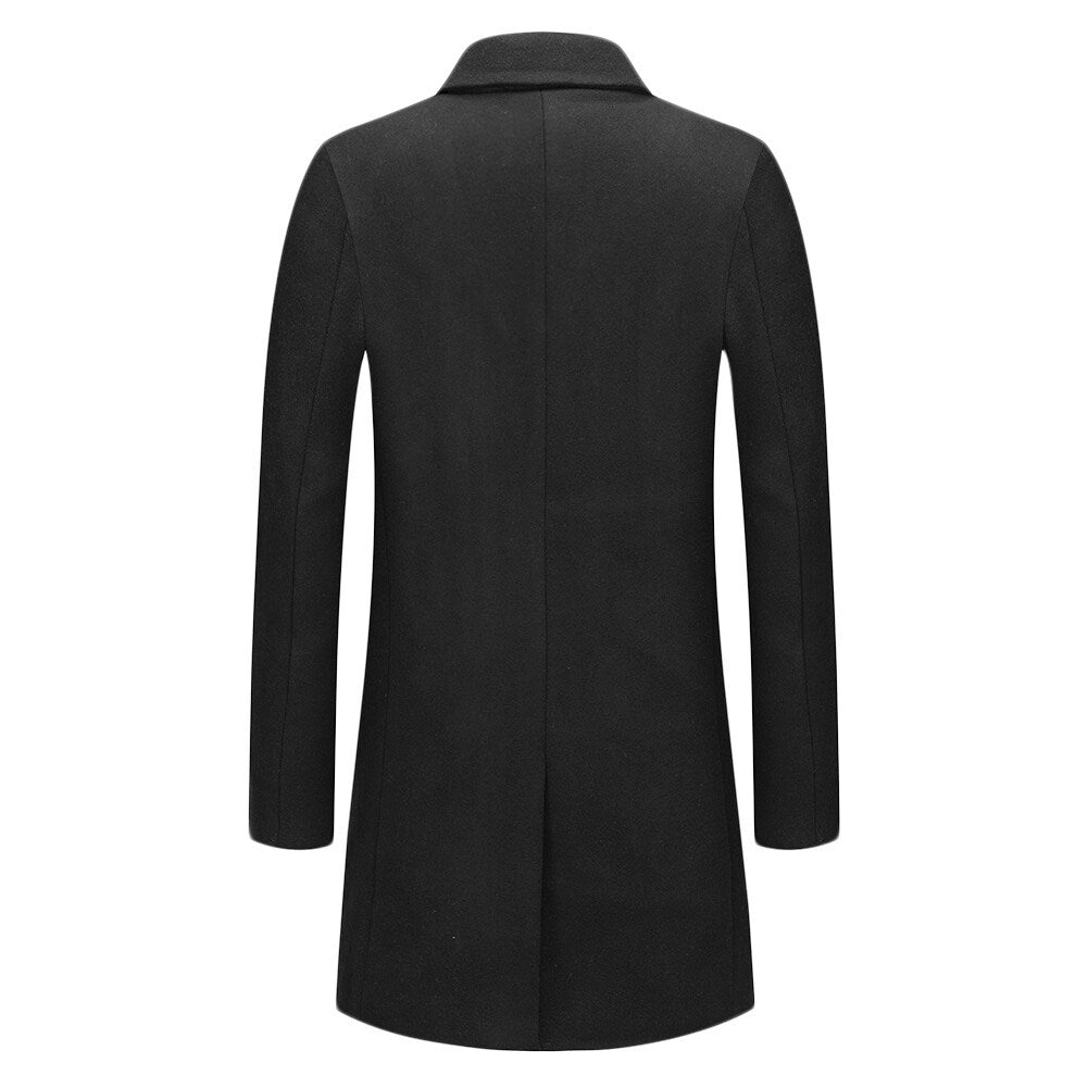 Youthup Mens Wool Blend Coat Lapel Fashion Slim Fit Overcoat