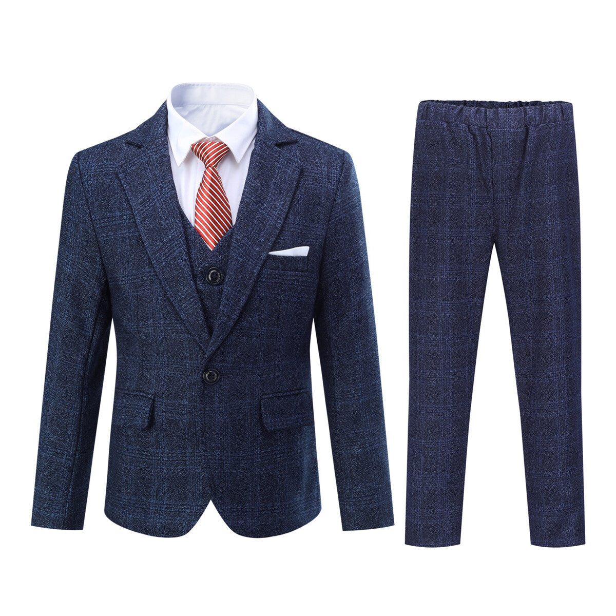 YOUTHUP Boys Suit 4Pcs Formal Evening Wedding (Blazer+Vest+Pants+Tie)