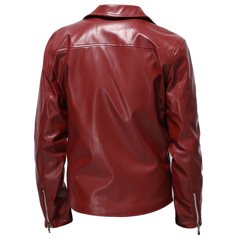 Youthup Mens Glossy Leather Jacket