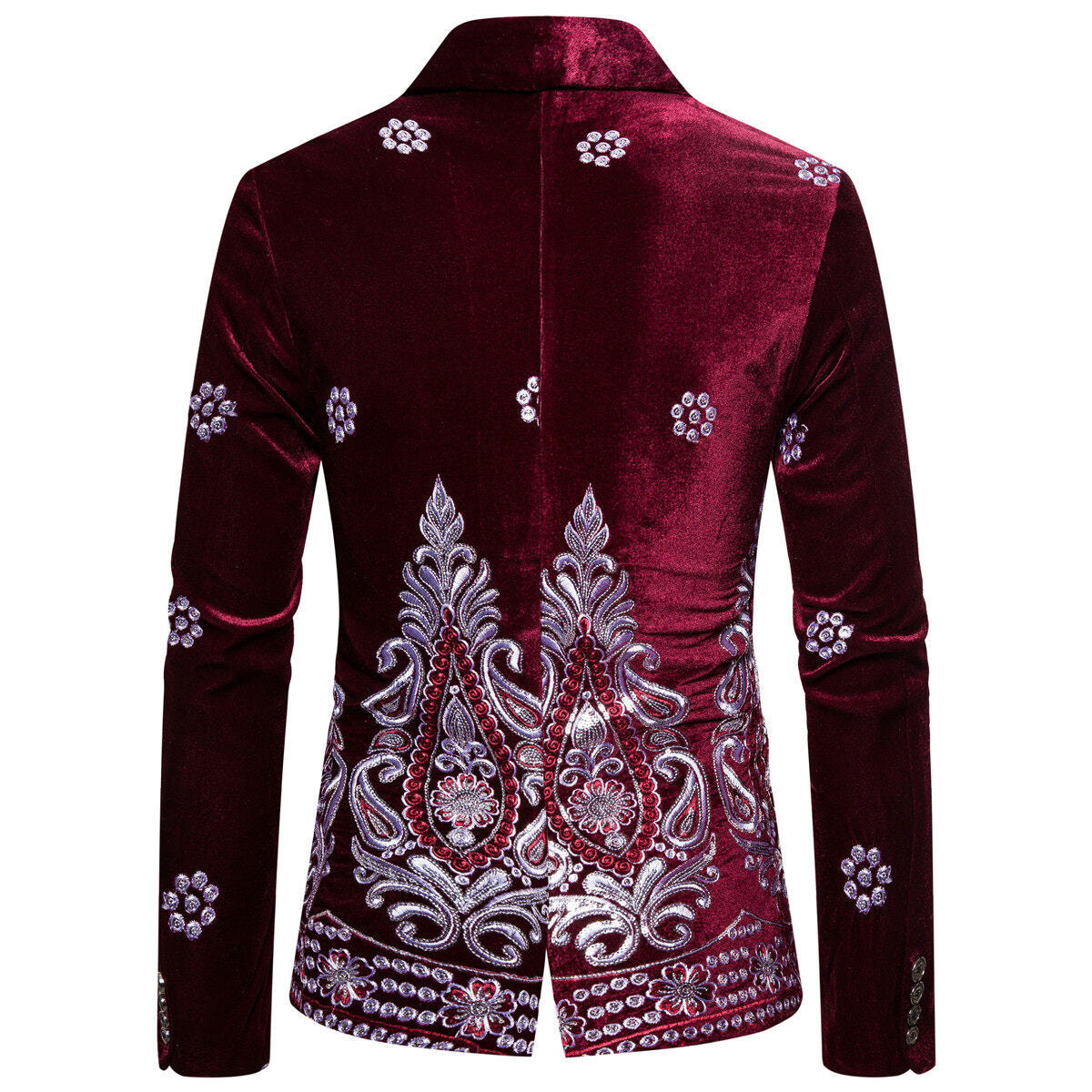 Youthup Mens Velvet Embroidered Jacket Show Party Evening Suit Blazer