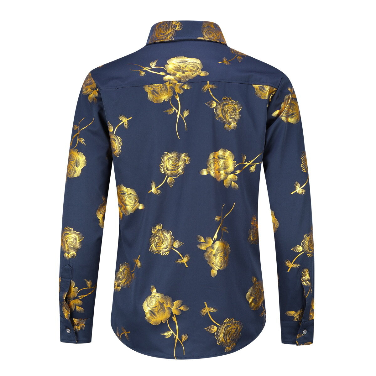 Youthup Mens Rose Foil Stamping Casual Shirt