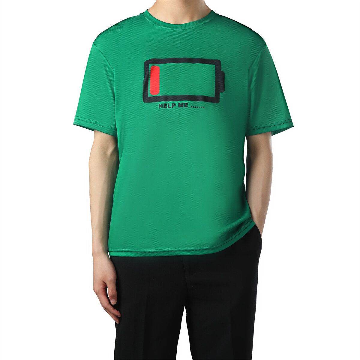 Youthup Mens T-Shirts HELP ME Funny Low Battery Humor Tee