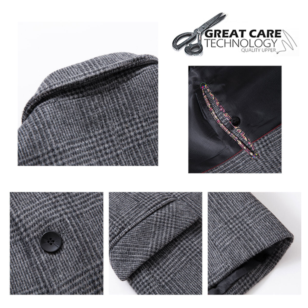 Youthup Mens Slim Fit Wool Jacket Thick Cashmere Suit Blazer