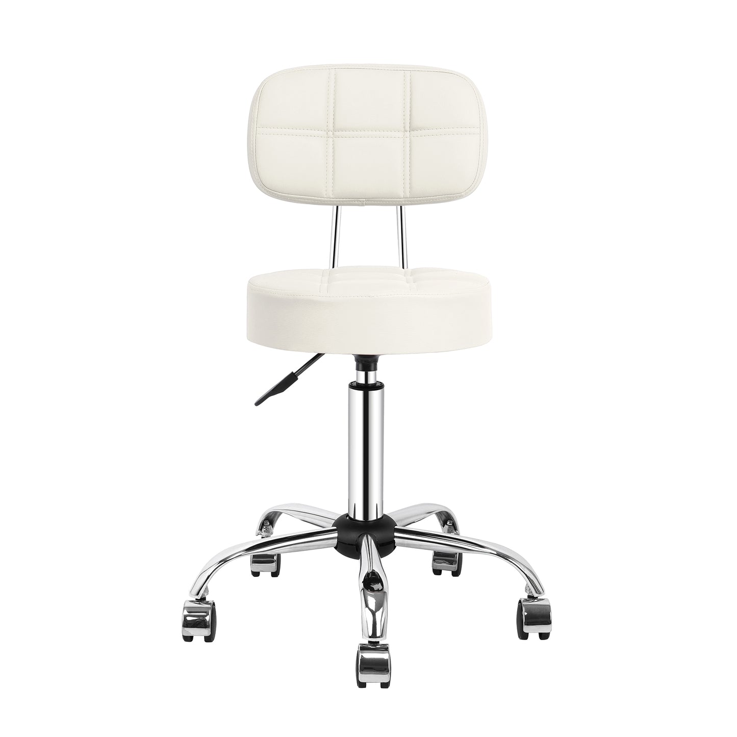 Tabouret de Bar Rond à roulettes Pivotant 360° de Massage  EN HAUTEUR REGLABLE pour SPA ,Salon ,Salle ,Médicale Blanc