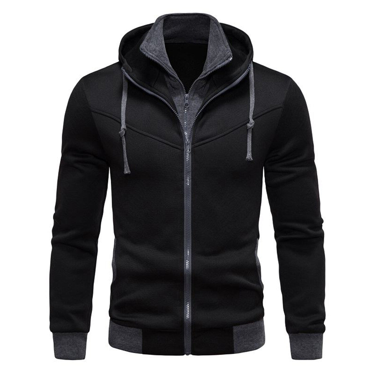 Youthup Mens Fake Two Piece Hooded Sweater T-shirt