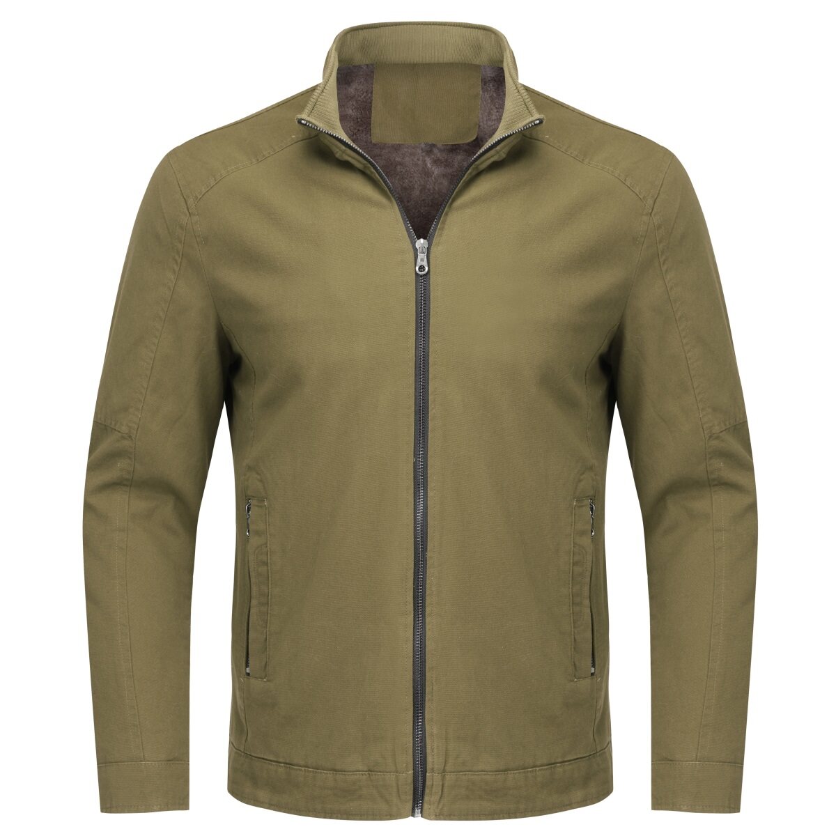 Youthup Mens Thickened Interior Plush Casual Zip Jacket