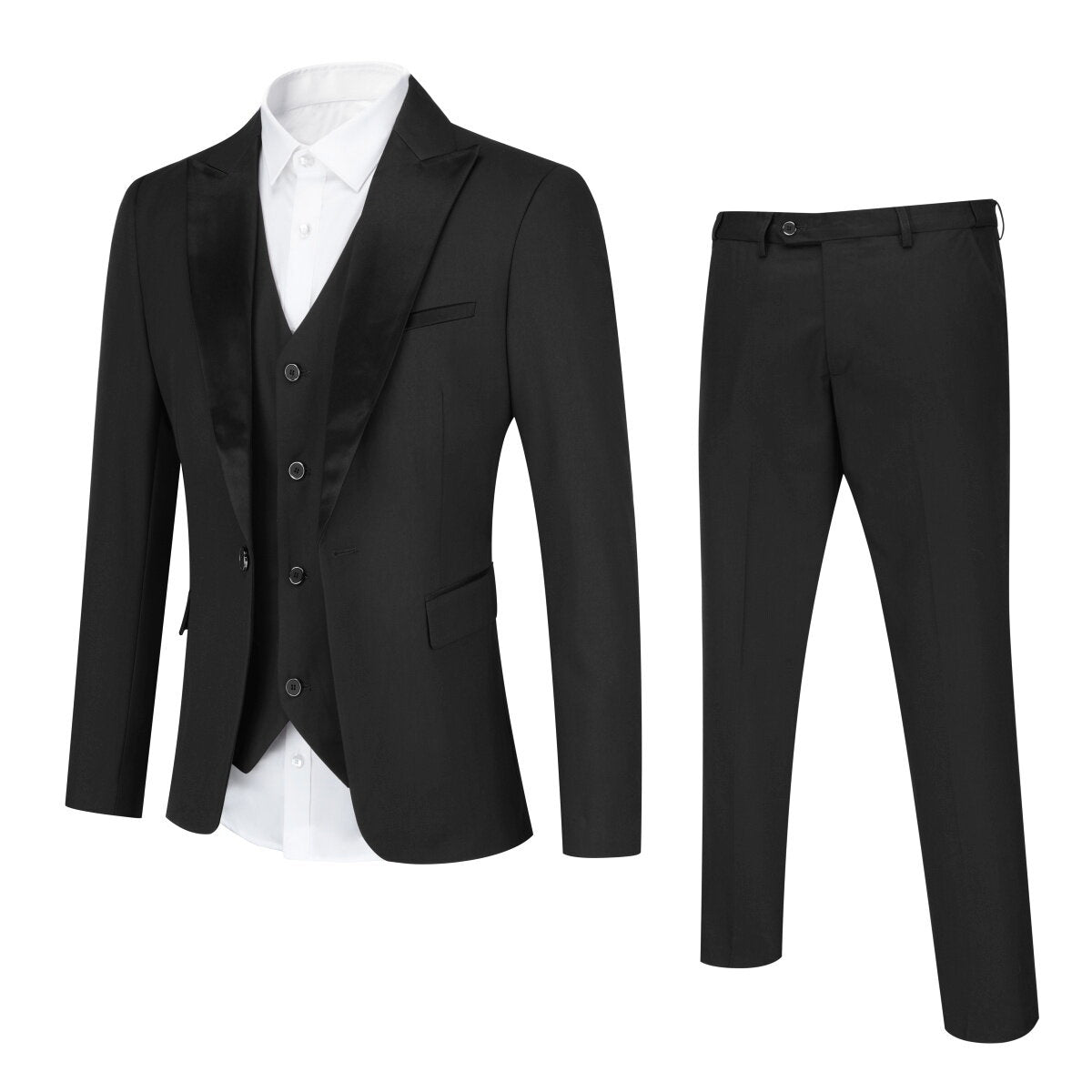 Youthup Mens 3Pce Business Wedding Dinner Suit Blazer and Vest and Tuxedo Pants