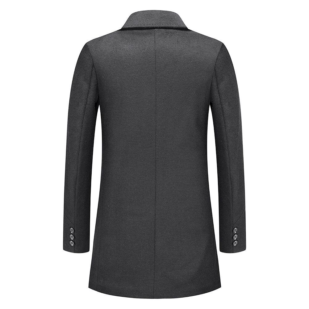 Youthup Mens Long Padded Slim Fit Wool Coat