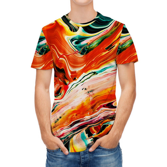 Youthup Mens 3D Marble Print Pattern Short Sleeve T-Shirt