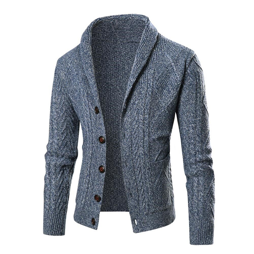 Youthup Mens Shawl Collar Twist Knit Jacket Slim Fit Cardigan Sweater