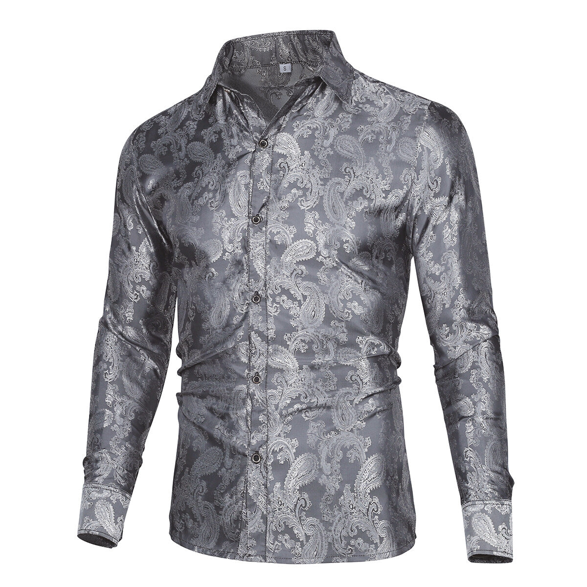 Youthup Mens Paisley Pattern Fitted Shirt