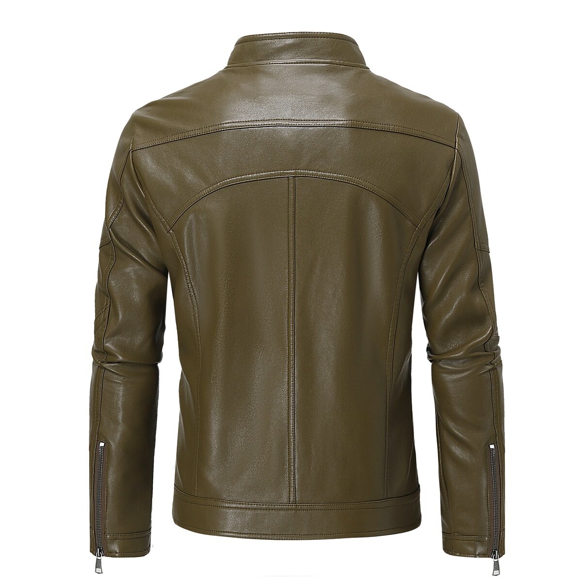 Youthup Mens Glossy Slim Fit Waterproof Leather Jacket