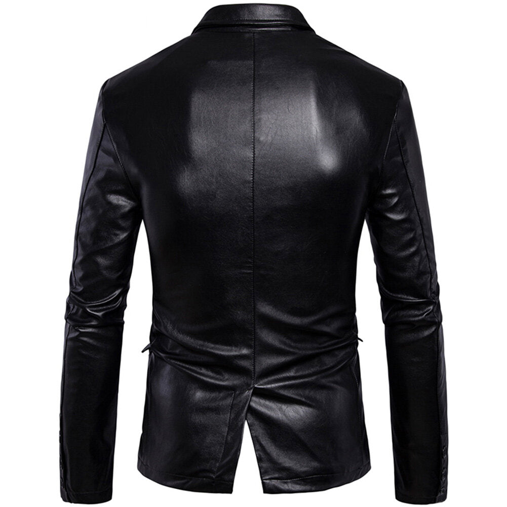 Youthup Mens Slim Fit Leather Blazer Motorcycle Jacket