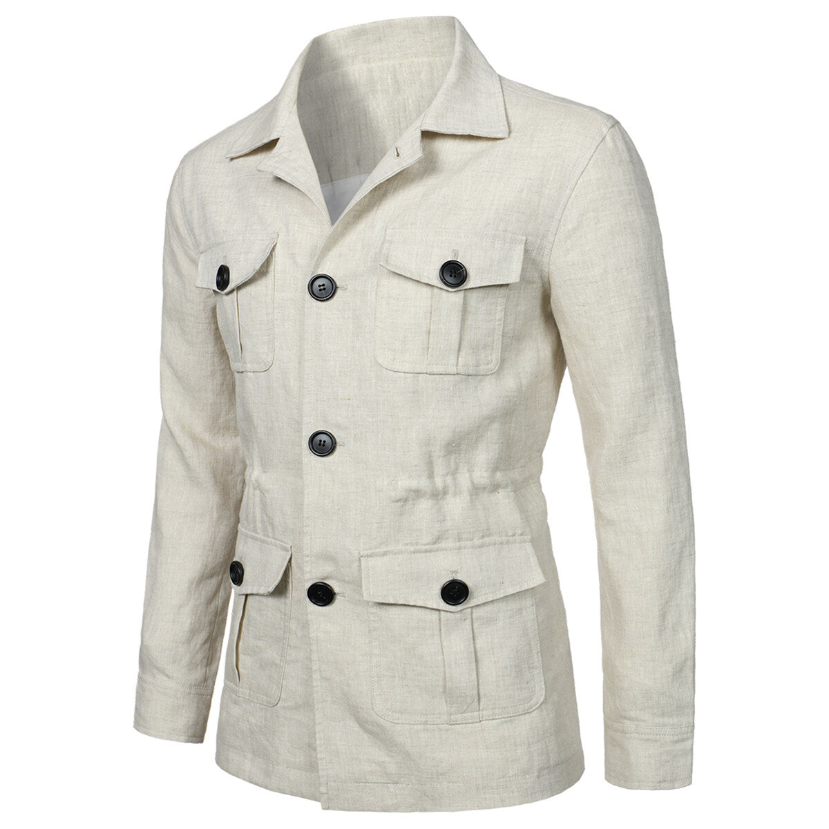 YOUTHUP Mens Cargo Jacket Lightweight Lapel Casual Multi Pocket Slim Fit Coat