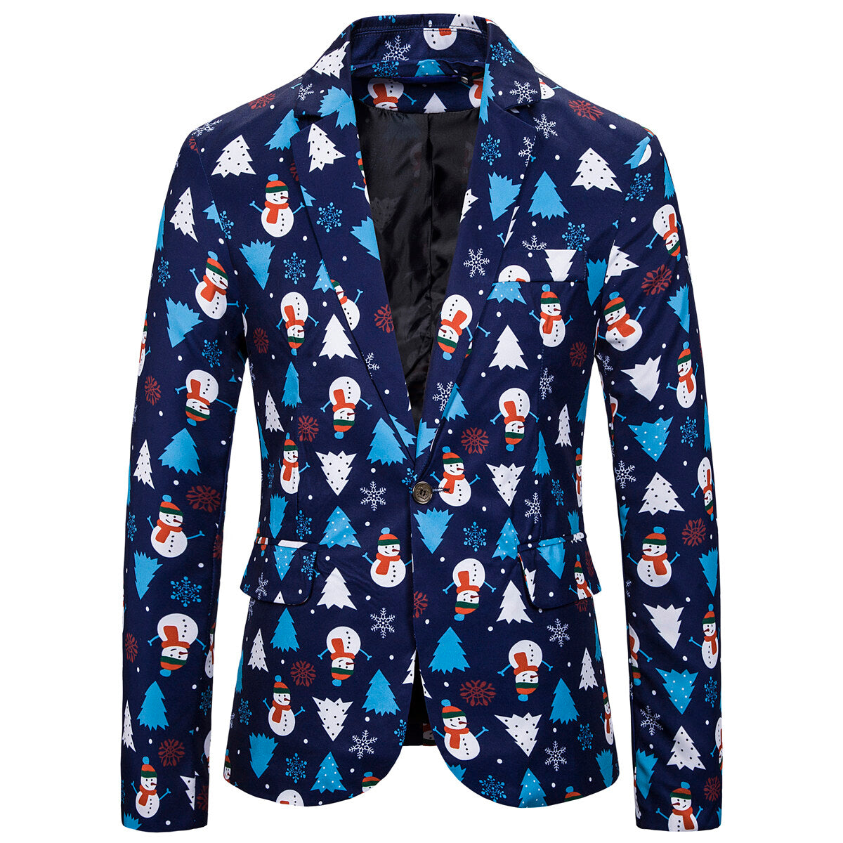 Youthup Mens Christmas Snowman Printed Jacket Suit Blazer