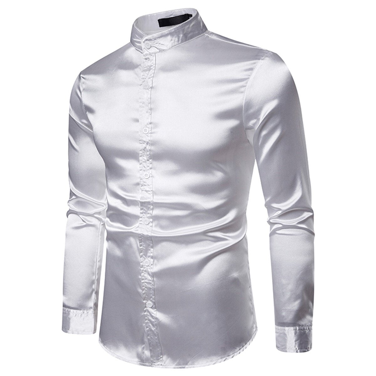 Youthup Mens Shiny LongSleeved Slim Fit Formal Shirt