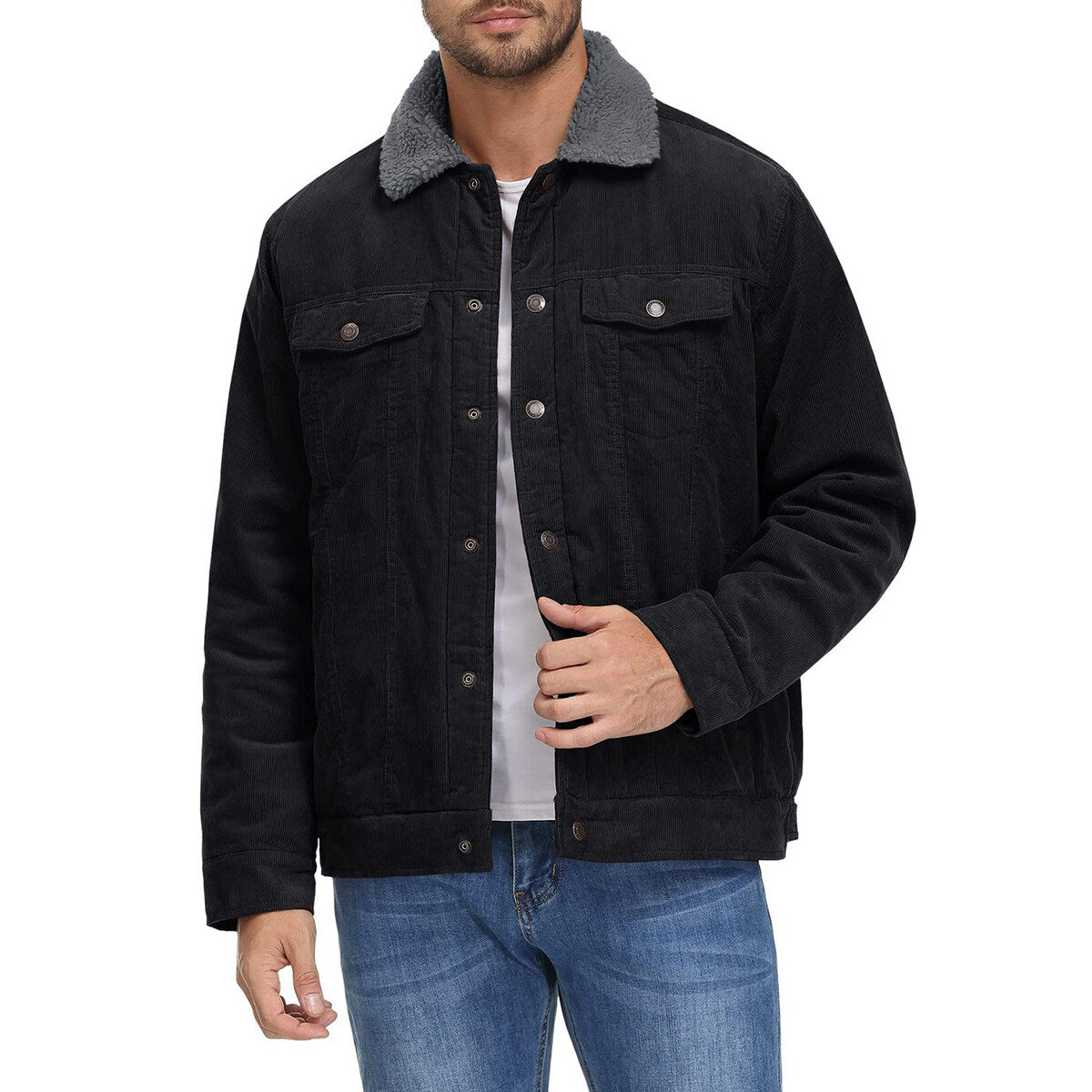 Youthup Mens Velvet Corduroy Thick Fleece Lined Jacket