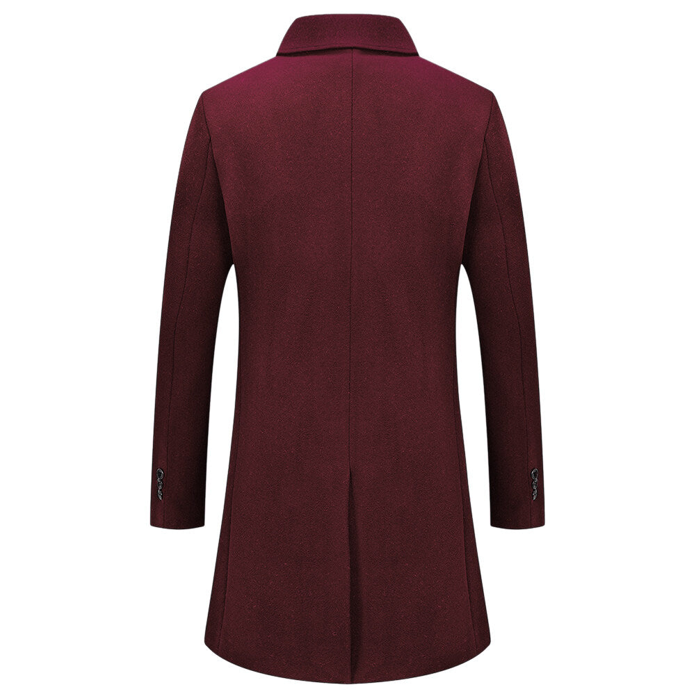 Youthup Mens Winter Single Breasted Wool Blend Mid-length Coat
