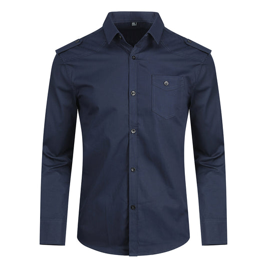 YOUTHUP Mens Casual Shirt Cotton Long Sleeve Military Slim Fit Top with Epaulette