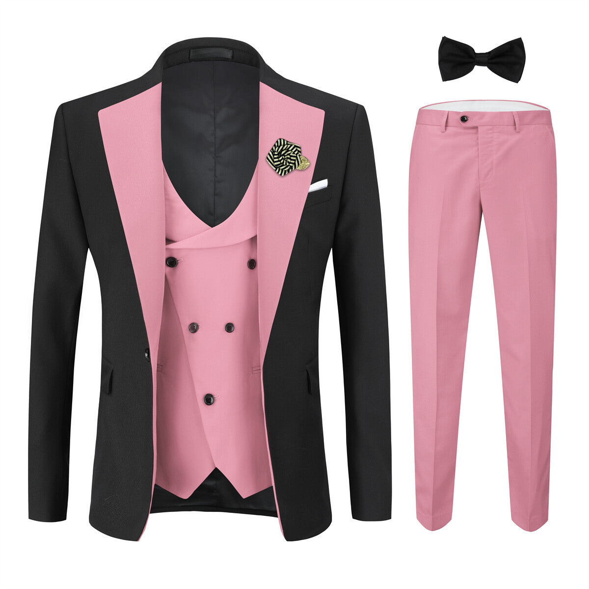 Youthup Mens 3Pce ColorBlock Dress Suits Wedding Blazer and Vest and Pants