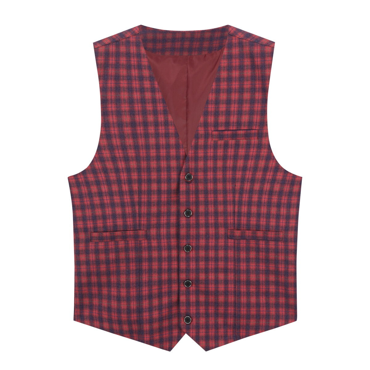 YOUTHUP Mens Business Casual Single Breasted Slim Plaid Suit Vest
