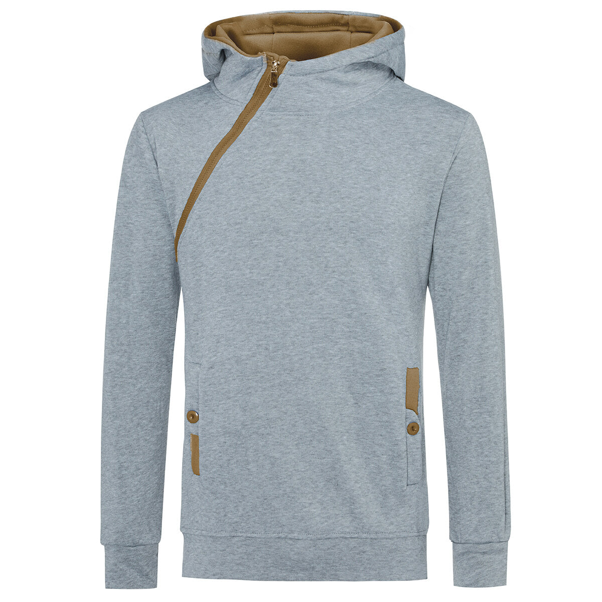 Youthup Mens Diagonal Zip Hooded Pullover