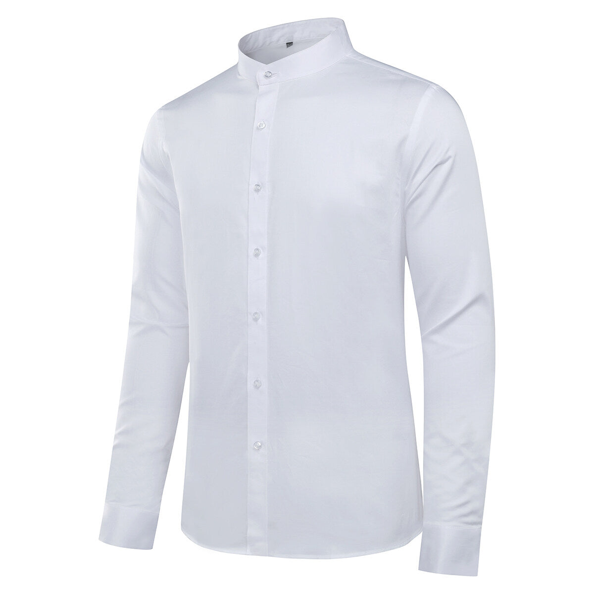 Youthup Mens Business Work Cotton Stand Collar Slim Long Sleeve Button Down Shirt
