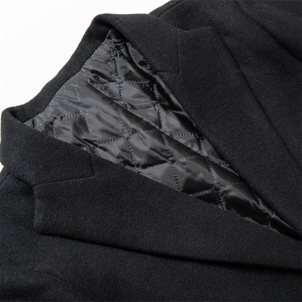 Youthup Mens Winter Single Breasted Wool Blend Mid-length Coat