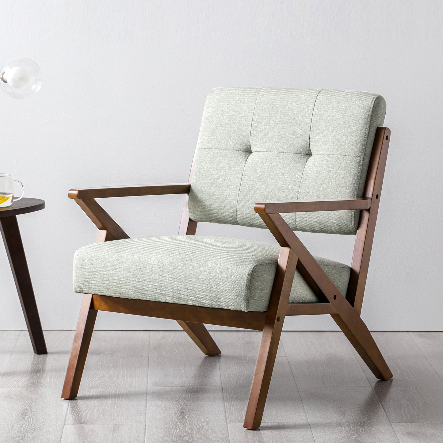 Fauteuil Salon en Tissu Polaire, Fauteuil Confortable Dossier Ergonomique Fauteuil Vintage en Bois Massif Turquoise
