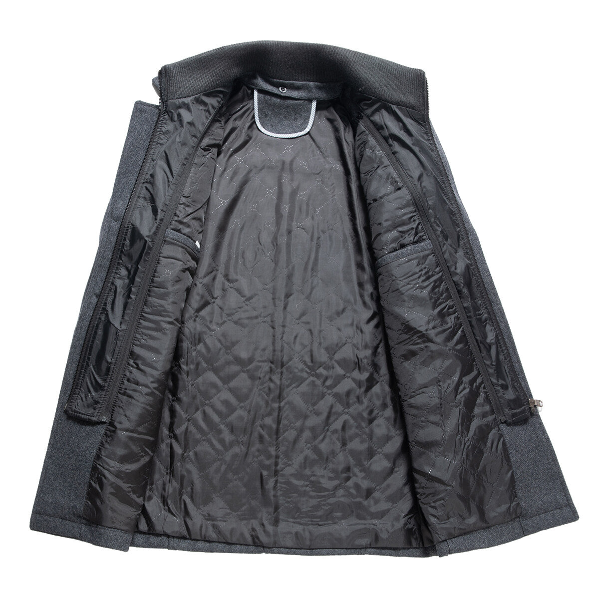 Youthup Mens Lapel Double Collar Slim Fit Wool Pea Coat